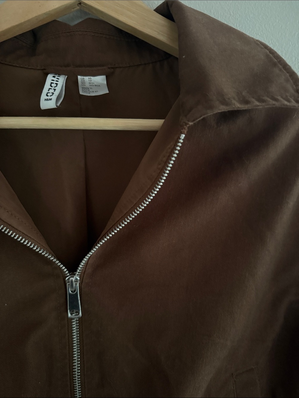 H&M Brown Zip-Front Bomber Jacket XS - Picture 3 of 7